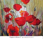 Poppies in Bloom-2, Dye on Silk